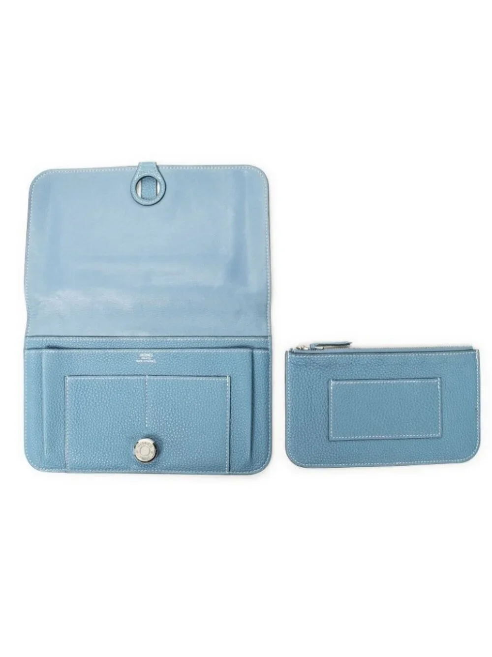 Hermes Dogon Duo Wallet Blue Nstogo Leather